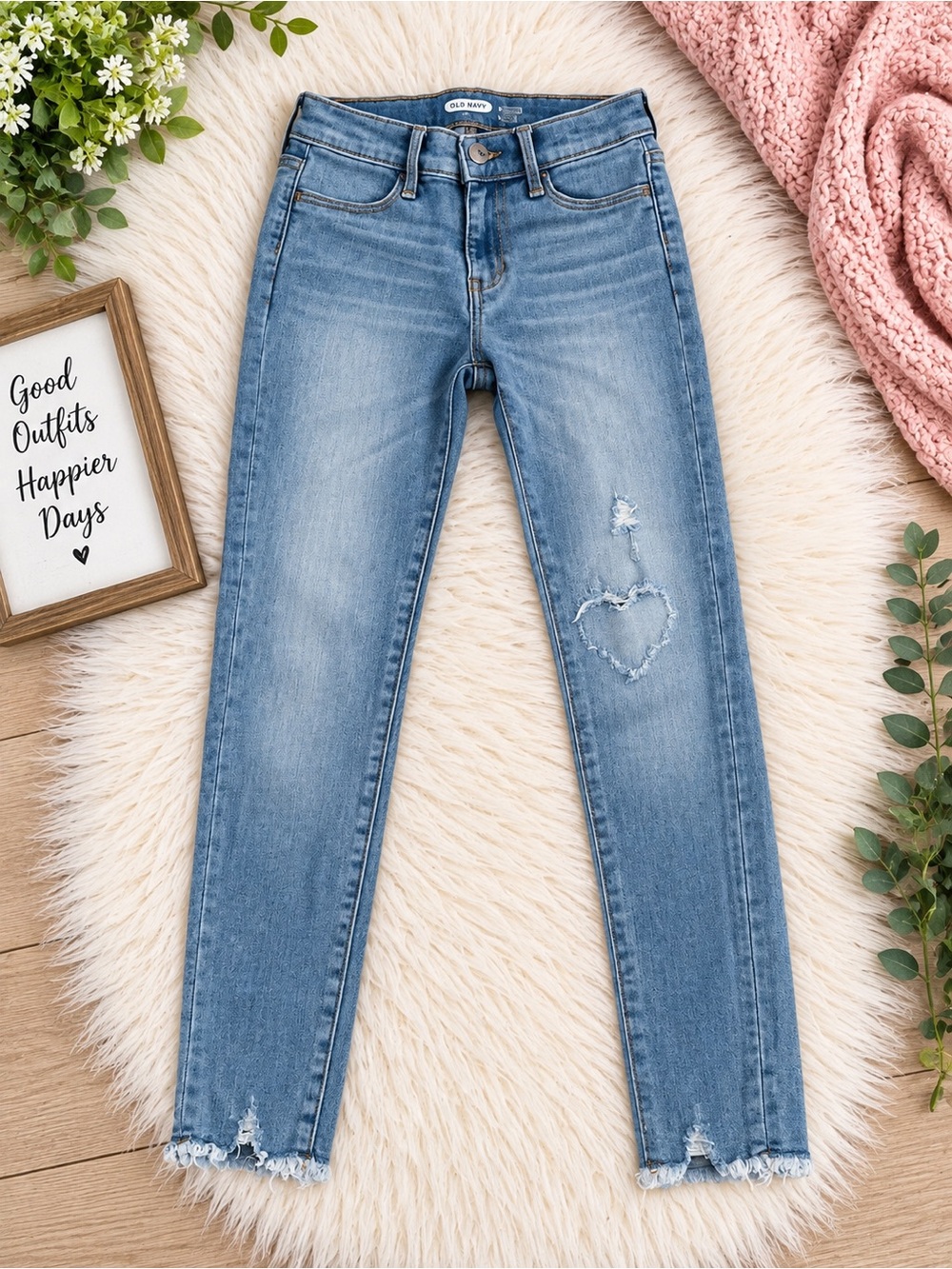 Old Navy Girlsl Light Blue Distressed Skinny Jeans